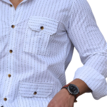 White-Dotted Hunting Style Shirt | Premium Men's Sportswear | Classic Outdoor Design | Comfortable Cotton Fabric | Size 36-44